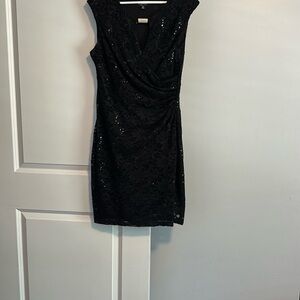 Studio Black Ruched Wrap Mini Dress